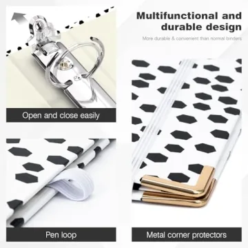 Ospelelf 1 Inch Polka Dot Binder with Dividers Clipboard