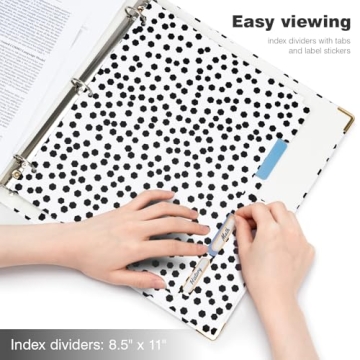 Ospelelf 1 Inch Polka Dot Binder with Dividers Clipboard