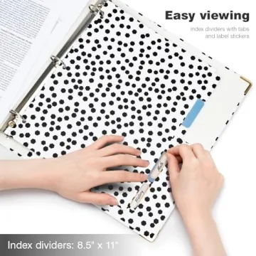 Ospelelf 1 Inch Polka Dot Binder with Dividers Clipboard