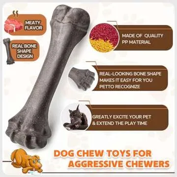Dog Toys for Aggressive Chewers, Indestructible Dog Bones for Aggressive Chewers, Tough Dog Chew Toy for Heavy Duty Dogs, Big Dog Teething Toys with Durable Nylon for Large/Medium Breed Puppies…