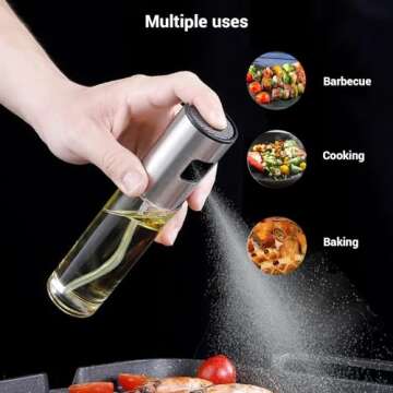 VIGOR PATH Sprayer for cooking - Olive Oil Sprayer Mister - 100ml Stainles Steel Olive Oil, Vinegar, Water & Other Liquids Sprayer - Perfect for Salad, Barbecue, Kitchen Baking & Roasting (Pack of 1)