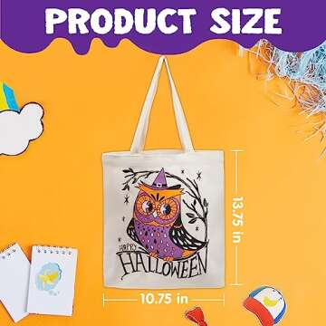 JOYIN 3PCS 13.75” Large Halloween Tote Treat Bags for Trick or Treating, Halloween Goodie Candy Bags, Reusable Canvas Gift Bags for Kids Party Favor Supplies, Snack Grocery Bags with Handles