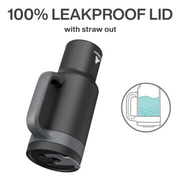 POWCAN 40 oz Tumbler with Handle 2 Pack, 2-in-1 Straw & Sip Lid, Leakproof, Dishwasher Safe, Insulated Stainless Steel Coffee Mug, Keeps Cold for 34 Hours, Fits in Car Cup Holder(Might & Barbie)