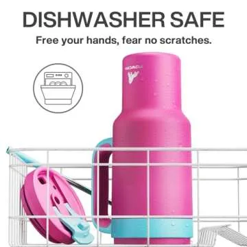 POWCAN 40 oz Tumbler with Handle 2 Pack, 2-in-1 Straw & Sip Lid, Leakproof, Dishwasher Safe, Insulated Stainless Steel Coffee Mug, Keeps Cold for 34 Hours, Fits in Car Cup Holder(Might & Barbie)