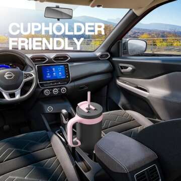 POWCAN 40 oz Tumbler with Handle 2 Pack, 2-in-1 Straw & Sip Lid, Leakproof, Dishwasher Safe, Insulated Stainless Steel Coffee Mug, Keeps Cold for 34 Hours, Fits in Car Cup Holder(Might & Barbie)