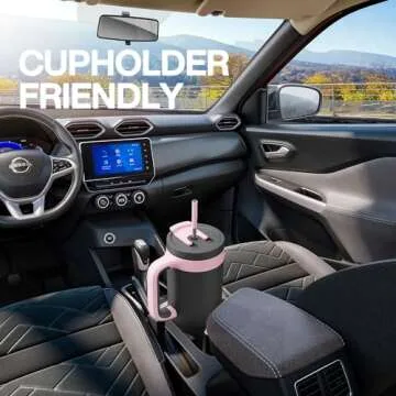 POWCAN 40 oz Tumbler with Handle 2 Pack, 2-in-1 Straw & Sip Lid, Leakproof, Dishwasher Safe, Insulated Stainless Steel Coffee Mug, Keeps Cold for 34 Hours, Fits in Car Cup Holder(Might & Barbie)