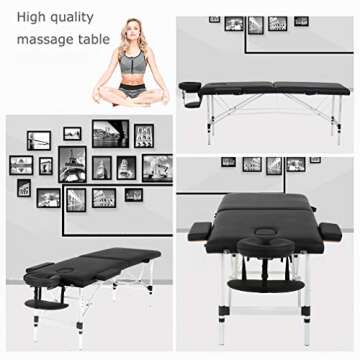 BestMassage Aluminium Massage Table 2 Fold Portable Facial Salon Tattoo Bed, 73â€â€, Mixed
