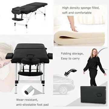 BestMassage Aluminium Massage Table 2 Fold Portable Facial Salon Tattoo Bed, 73â€â€, Mixed
