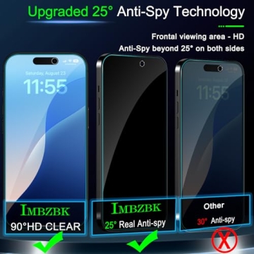 IMBZBK 3 Pack Privacy Screen Protector for iPhone 17 Pro Max - Military Grade, Auto-Dust Removal