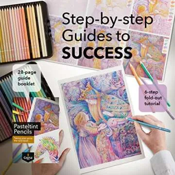 Castle Art Supplies 48 Pasteltint Coloured Pencils Set | Quality Colours in Softer, Sumptuous Tones | For Professional and Adult Artists | Protected and Organised in Presentation Tin Box