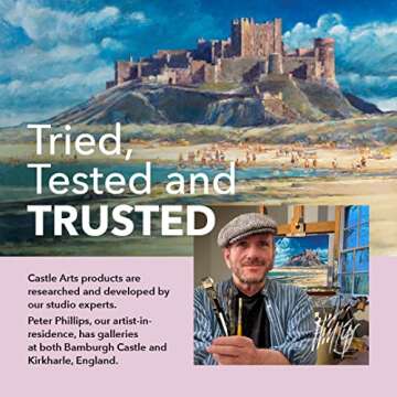 Castle Art Supplies 48 Pasteltint Coloured Pencils Set | Quality Colours in Softer, Sumptuous Tones | For Professional and Adult Artists | Protected and Organised in Presentation Tin Box