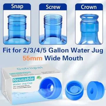 Gofriipai Non-Spill Silicone Caps for 3 & 5 Gallon Water Jugs - Pack of 3