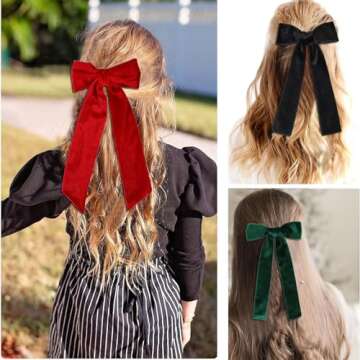 Stylish 2PCS Velvet Hair Bows for Girls and Women
