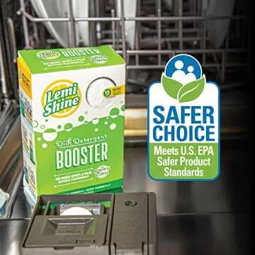 Lemi Shine Dish Detergent Booster, Citric Acid Cleaner, Pre-measured Tablets (15 count Tablets, 1 Pack)