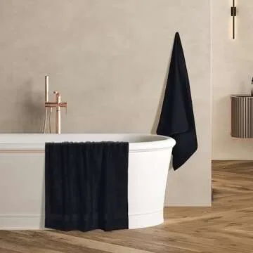 GLAMBURG Premium Cotton 4 Pack Bath Towel Set - 100% Pure Cotton - 4 Bath Towels 27x54 - Ideal for Everyday use - Ultra Soft & Highly Absorbent - Black