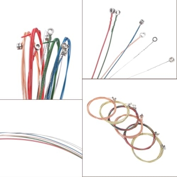 6 Sets Steel Guitar Strings Replacement with 9 Picks (3 Sizes) for Beginners