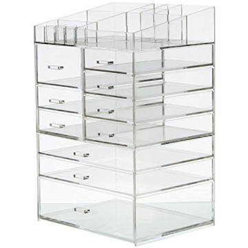 Cq acrylic Extra Large 8 Tier Clear Acrylic Cosmetic Makeup Storage Cube Organizer With 10 Drawers. ...