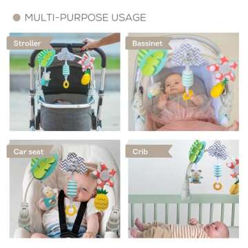 Taf Toys ‘Tropical Orchestra Arch’ | Ideal for Infant & Toddlers, Fits Stroller & Pram, Activity Arch with Fascinating Toys, Stimulates Baby’s Senses and Motor Skills Development, Easier Outdoors