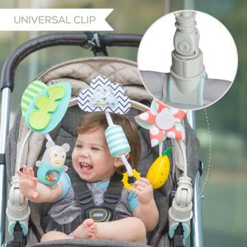 Taf Toys ‘Tropical Orchestra Arch’ | Ideal for Infant & Toddlers, Fits Stroller & Pram, Activity Arch with Fascinating Toys, Stimulates Baby’s Senses and Motor Skills Development, Easier Outdoors