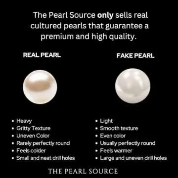 The Pearl Source Real Pearl Necklace for Women with AAA+ Quality Round White Freshwater Genuine Cultured Pearls | 18-inch Pearl Strand with 14K Gold Plated Sterling Silver Clasp