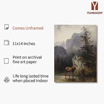 Farmhouse Landscape Forest Pictures Bedroom - Art Deco Wall Art for Kitchen - 11 x 14 Art Prints- Ru...