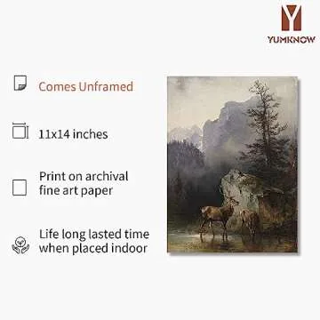 Farmhouse Landscape Forest Pictures Bedroom - Art Deco Wall Art for Kitchen - 11 x 14 Art Prints- Ru...