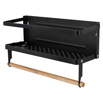 Jolitac Magnetic Fridge Spice Rack- Space Saving Organizer Black Shelf on Refrigerator, Kitchen Pape...