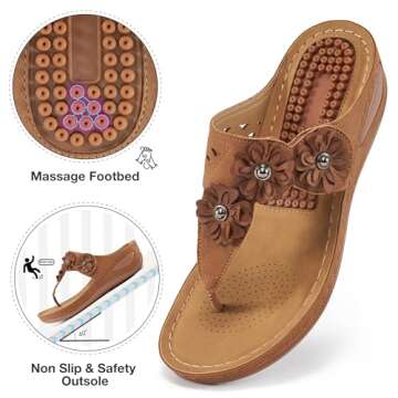 FUDYNMALC Sandals Women Wedge Shoes: Summer Dressy Flip Flops Comfortable Orthopedic Platform Footwear Casual Walking Wedges