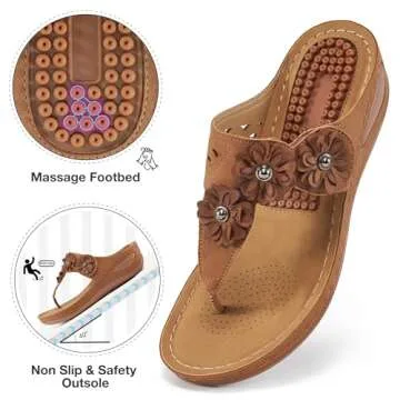 FUDYNMALC Sandals Women Wedge Shoes: Summer Dressy Flip Flops Comfortable Orthopedic Platform Footwear Casual Walking Wedges