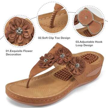 FUDYNMALC Sandals Women Wedge Shoes: Summer Dressy Flip Flops Comfortable Orthopedic Platform Footwear Casual Walking Wedges