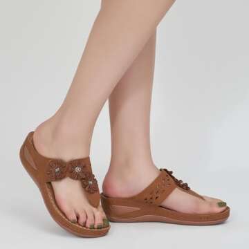 FUDYNMALC Sandals Women Wedge Shoes: Summer Dressy Flip Flops Comfortable Orthopedic Platform Footwear Casual Walking Wedges