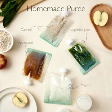 Momcozy Reusable Baby Food Pouches for Toddlers,BPA Free Plastic,Food Safe,Freezer Safe,Refillable f...