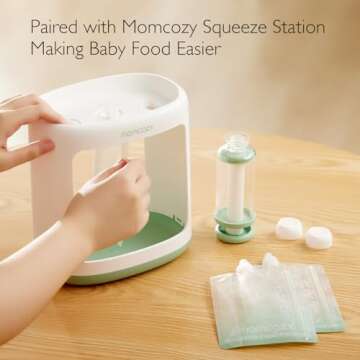 Momcozy Reusable Baby Food Pouches for Toddlers,BPA Free Plastic,Food Safe,Freezer Safe,Refillable for Applesauce Yogurt & Puree Squeeze Pouch,10 Packs,5oz