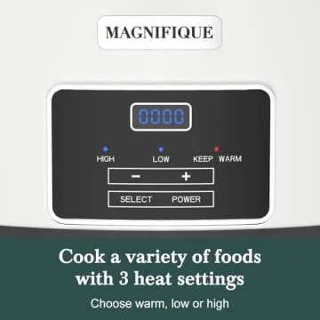 MAGNIFIQUE 6-Quart Programmable Slow Cooker with Timer - Small Kitchen Appliance for Family Dinners - Serves 6+ People - Heat Settings: Keep Warm(White)