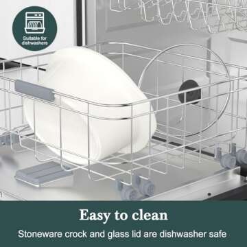 MAGNIFIQUE 6-Quart Programmable Slow Cooker with Timer - Small Kitchen Appliance for Family Dinners - Serves 6+ People - Heat Settings: Keep Warm(White)