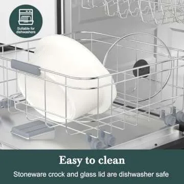 MAGNIFIQUE 6-Quart Programmable Slow Cooker with Timer - Small Kitchen Appliance for Family Dinners - Serves 6+ People - Heat Settings: Keep Warm(White)