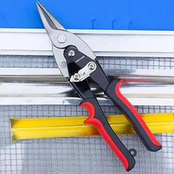 TOOLEAGUE Aviation Tin Snips for Cutting Metal Sheet Tin Cutting Shears with Forged Blade, Heavy Duty Metal Cutter Straight Cut 10 inches Metal Shears