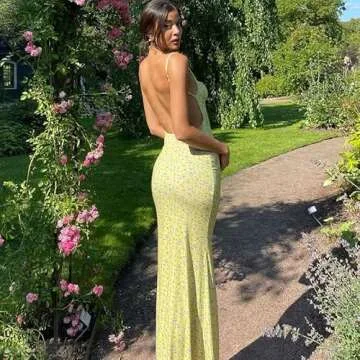 Stylish KMBANGI Floral Cutout Backless Maxi Dress