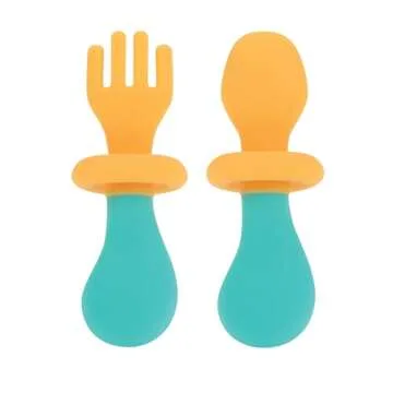 Nuby First Fork and Spoon Set for Babies - Silicone Utensils