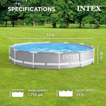 Intex 26710EH Prism Frame Premium Above Ground Swimming Pool: 12ft x 30in – SuperTough Puncture Re...