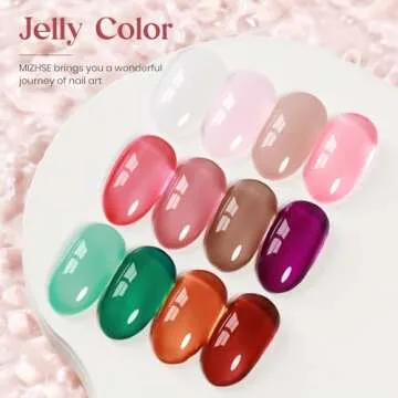 MIZHSE Jelly Gel Nail Polish Set - 12 Vibrant Colors