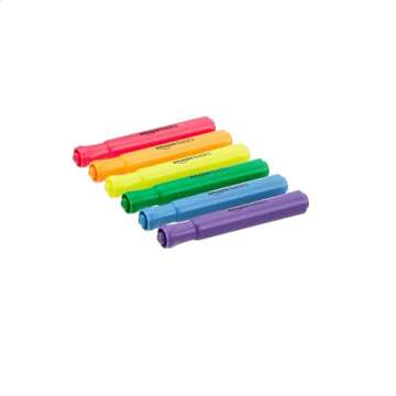 Amazon Basics Highlighters 12 Pack, Assorted Colors, Chisel Tip, Office and School Supplies