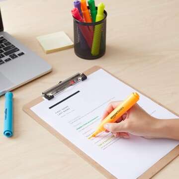 Amazon Basics Highlighters 12 Pack, Assorted Colors, Chisel Tip, Office and School Supplies