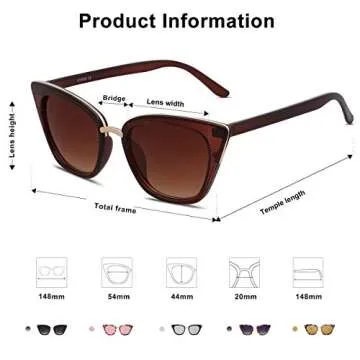 SOJOS Cat Eye Designer Sunglasses Fashion UV400 Protection Glasses SJ2052 with Brown Frame/Gradient Brown Lens