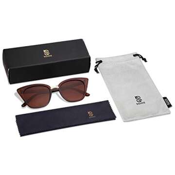 SOJOS Cat Eye Designer Sunglasses Fashion UV400 Protection Glasses SJ2052 with Brown Frame/Gradient Brown Lens
