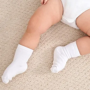 ZAPLES Non Slip Grip Crew Socks for Baby 12-36 Months