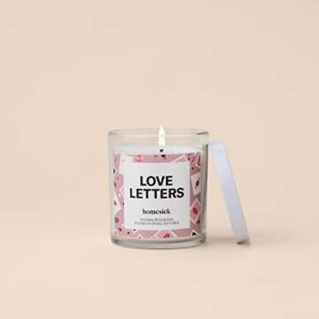 Homesick Premium Scented Candle, Love Letters - Soothing Rose & Jasmine, 7.5 oz for Home Decor & Rel...