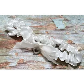 Elegant White Wedding Garter Set with Bow Tie Charm