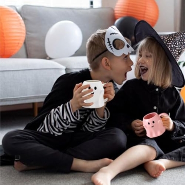 GKWW 14oz Halloween Ghost Mug Cute Ceramic Ghost Coffee Mug Adorable Ghost Elf Decoration Spooky Ghost Ghostface Mug Coffee Cup for Adults Kids Women(Pink)