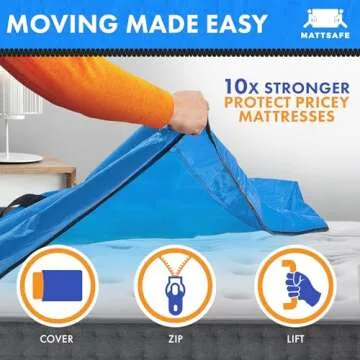 Nordic Elk Mattress Bags for Moving and Storage (King) Heavy Duty Moving Supplies, 8 Sturdy Handles, Strong Zipper, Mattress Cover Queen Size Bed Bags, Storage Cover Essentials Packing Protector